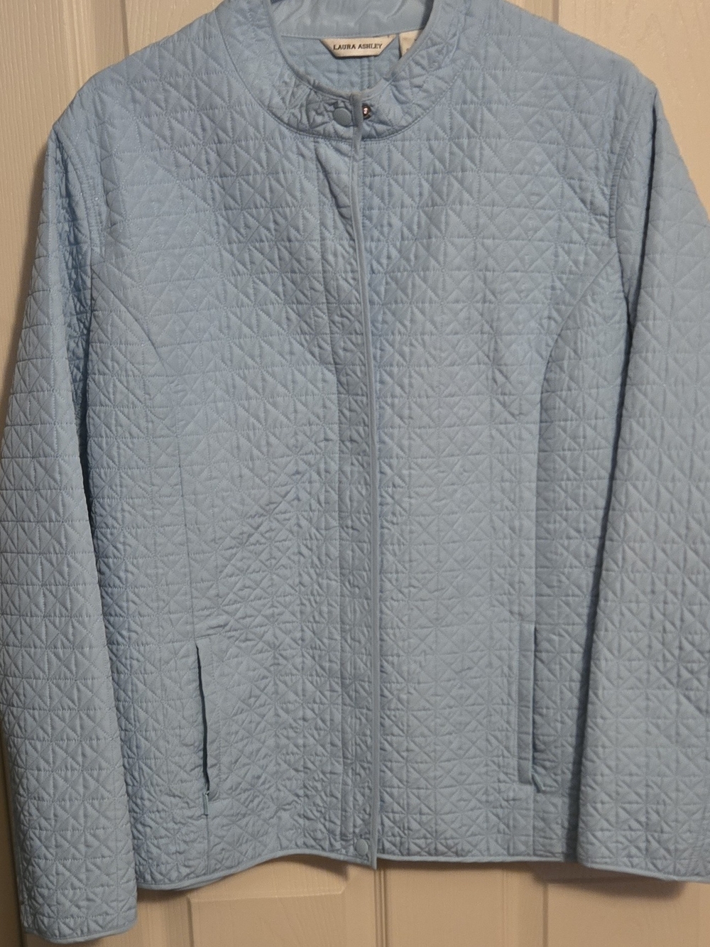 Laura Ashley Pastel Light Blue Quilted Zip Jacket Womens XL